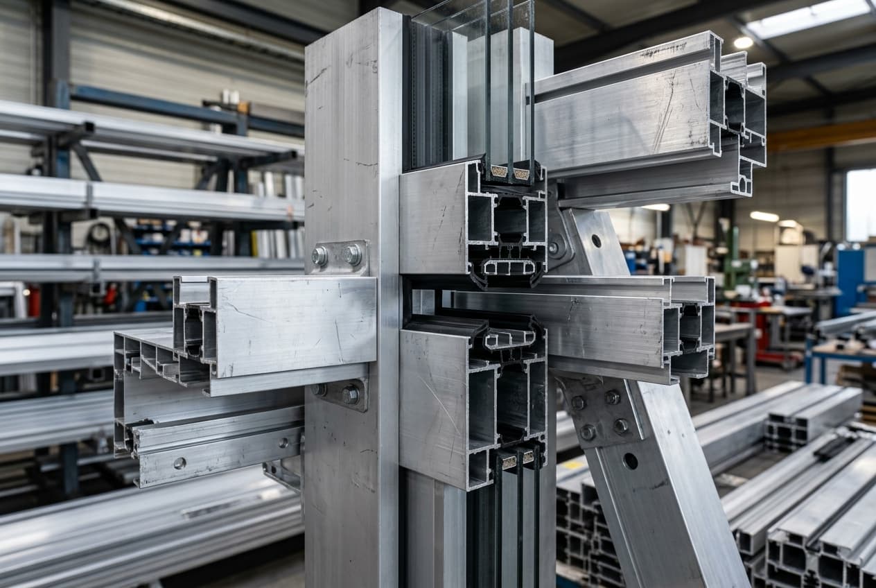 Aluminium curtain wall sections